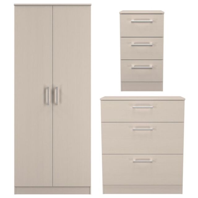 Ready Assembled 2 U Reydale 3 Piece Bedroom Furniture pack (Ready Assembled) in Taupe - Size: Large - image 1