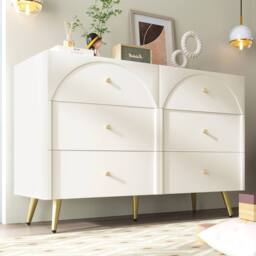 HomeTouch Modern Sideboard Cabinet for Bedroom Chest of Drawers Console Display Table for Living Room in White - Size: 1 Pack - thumbnail 5