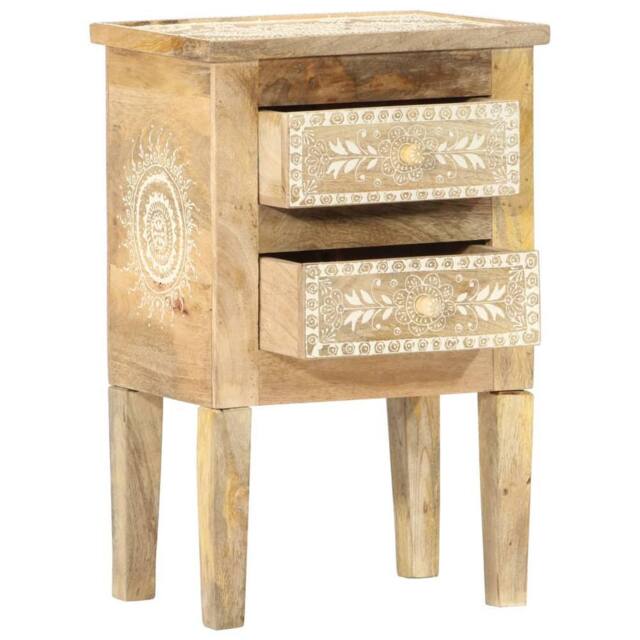 Berkfield Home Hand Painted bedside Cabinet 40x30x60 cm Solid Mango Wood in Brown - Size: 40 x 30 x 60 cm - image 1