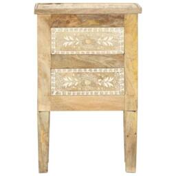 Berkfield Home Hand Painted bedside Cabinet 40x30x60 cm Solid Mango Wood in Brown - Size: 40 x 30 x 60 cm - thumbnail 3