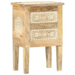Berkfield Home Hand Painted bedside Cabinet 40x30x60 cm Solid Mango Wood in Brown - Size: 40 x 30 x 60 cm - thumbnail 2