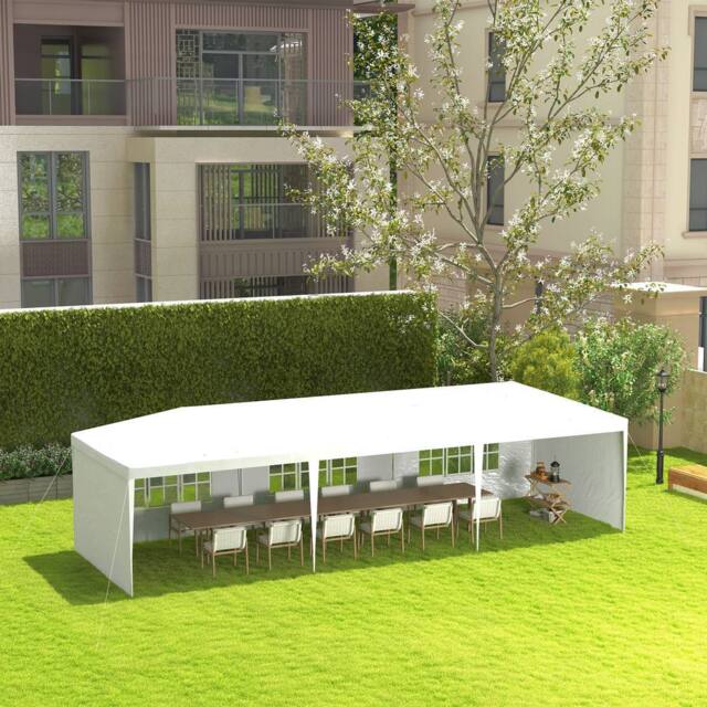 OUTSUNNY 9m x 3m Outdoor Garden Gazebo Wedding Party Tent Canopy Marquee in White - image 1