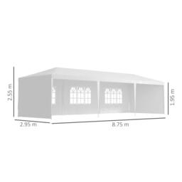 OUTSUNNY 9m x 3m Outdoor Garden Gazebo Wedding Party Tent Canopy Marquee in White - thumbnail 3