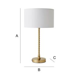 ValueLights Maeve Fabric Drum Lamp Shade Brushed Gold Bobbin Bobble Table Lamp in White - thumbnail 7