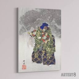 "Artery8 Noh Play Eboshiori Actor Costume Canvas Wall Art Print Tsukioka in Green - Size: W18"" x H24""" - thumbnail 2