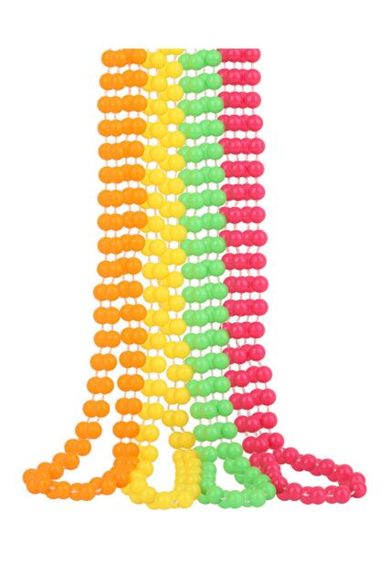 Neel Blue 85cm Neon Multi Beads String Necklaces with Pink, Yellow, Green & Orange Beads, UV Reactive - image 1