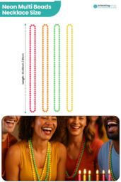 Neel Blue 85cm Neon Multi Beads String Necklaces with Pink, Yellow, Green & Orange Beads, UV Reactive - thumbnail 2