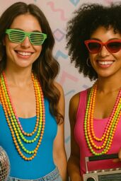Neel Blue 85cm Neon Multi Beads String Necklaces with Pink, Yellow, Green & Orange Beads, UV Reactive - thumbnail 6