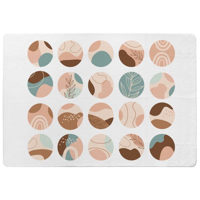 Benjamin Tate Design Round Texture & Floral Icons In Pastel Colours Designer Rug in Natural - Size: Large - image 1
