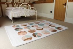 Benjamin Tate Design Round Texture & Floral Icons In Pastel Colours Designer Rug in Natural - Size: Large - thumbnail 3