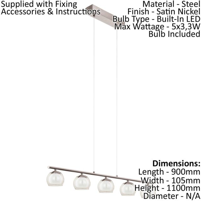 Loops Pendant Light Satin Nickel Amber White Glass Satin Glass Shade Bulb LED 5x3.3W in Metallics