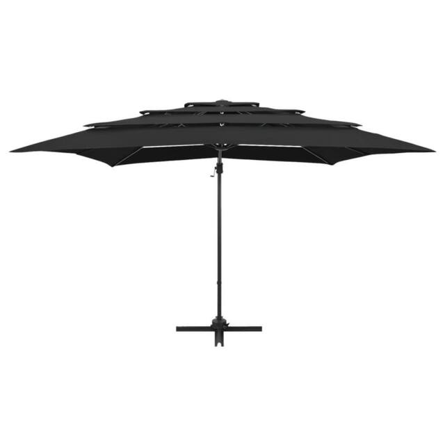 Berkfield Home Harmful 4-Tier Parasol with Aluminium Pole Black 250x250 cm - image 1