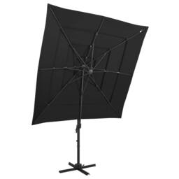 Berkfield Home Harmful 4-Tier Parasol with Aluminium Pole Black 250x250 cm - thumbnail 2