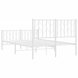 Berkfield Home Metal Bed Frame without Mattress with Footboard¬†White 120x190cm in White - Size: 120x190 cm - thumbnail 7