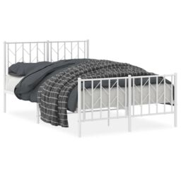 Berkfield Home Metal Bed Frame without Mattress with Footboard¬†White 120x190cm in White - Size: 120x190 cm - thumbnail 2