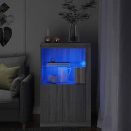 Berkfield Home Side Cabinet with LED Lights Grey Sonoma Engineered Wood - thumbnail 2