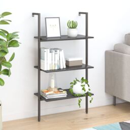 Berkfield Home 3-Tier Leaning Shelf Black 64x35x120.5 cm - thumbnail 1