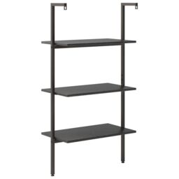 Berkfield Home 3-Tier Leaning Shelf Black 64x35x120.5 cm - thumbnail 5