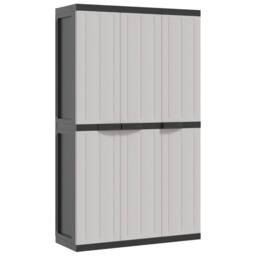 Berkfield Home Outdoor Storage Cabinet Grey & Black 97x37x165 cm PP - Size: 97 x 37 x 165 cm - thumbnail 2