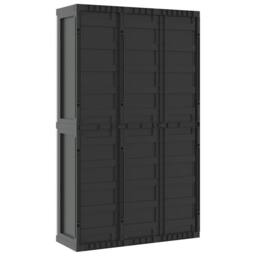 Berkfield Home Outdoor Storage Cabinet Grey & Black 97x37x165 cm PP - Size: 97 x 37 x 165 cm - thumbnail 6