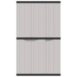 Berkfield Home Outdoor Storage Cabinet Grey & Black 97x37x165 cm PP - Size: 97 x 37 x 165 cm - thumbnail 4