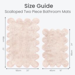 Allure Bath Fashions Two Piece Scallop Bath Mat Set - 100% Cotton Scalloped Bathroom Rugs in Light Pink - thumbnail 5