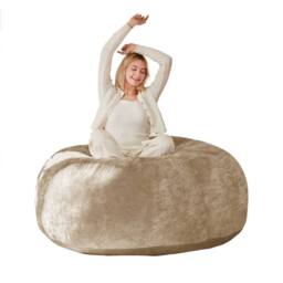Direct Wicker Medium 4-Foot Bean Bag Sofa Chair, Soft Reading Lounger for Adults in Khaki - Size: 1 Pack - thumbnail 1