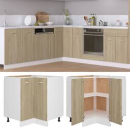 Berkfield Home Durable Corner Bottom Cabinet Sonoma Oak 75.5x75.5x80.5 cm Engine in Light Oak - thumbnail 2