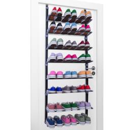 FORGEVIO Foldable Over Door Shoe Rack with Non-Slip Metal Bars 8 Tier in Black - thumbnail 1