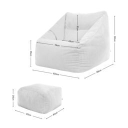 icon Bean Bag Armchair & Footstool Jumbo Cord Bundle in Green - thumbnail 6