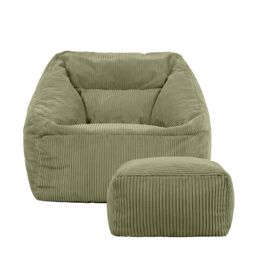 icon Bean Bag Armchair & Footstool Jumbo Cord Bundle in Green - thumbnail 2