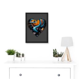 Artery8 Symbol Heart Love Space Trippy Cosmos Decorative Graffiti Mural Alphabet Initial Stencil Artwork Framed Wall Art Print A4 in Black - thumbnail 2