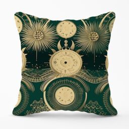 Warren Reed - Designer Green Moon & Sun Abstract Pattern Outdoor Cushion - Size: 45 cm x 45 cm - thumbnail 1