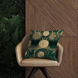 Warren Reed - Designer Green Moon & Sun Abstract Pattern Outdoor Cushion - Size: 45 cm x 45 cm - thumbnail 2