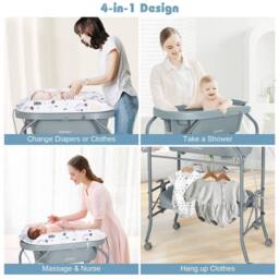Costway Baby Changing Table with Bathtub Folding Infant Diaper Changing Nursery Station - thumbnail 6
