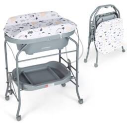 Costway Baby Changing Table with Bathtub Folding Infant Diaper Changing Nursery Station