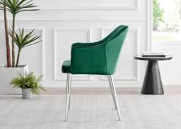 FurnitureboxUK Set of 2 Calla Deep Padded Dining Chairs Upholstered in Soft Velvet With Silver Chrome Legs in Green - thumbnail 4