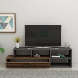Destina Home Mercury TV Stand with Shelves Adjustable TV Stand in Grey - Size: 1 Pack - thumbnail 3