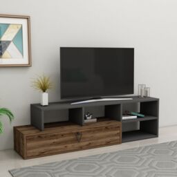 Destina Home Mercury TV Stand with Shelves Adjustable TV Stand in Grey - Size: 1 Pack - thumbnail 4