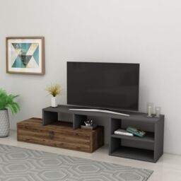 Destina Home Mercury TV Stand with Shelves Adjustable TV Stand in Grey - Size: 1 Pack - thumbnail 5