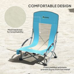 OUTSUNNY Set of 2 Folding Beach Chair, Camping Chair with Carry Bag, Blue - thumbnail 5