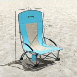 OUTSUNNY Set of 2 Folding Beach Chair, Camping Chair with Carry Bag, Blue - thumbnail 3