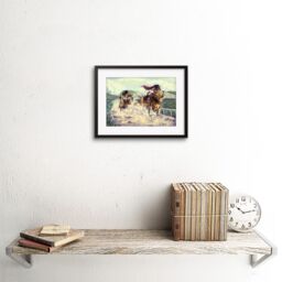 "Artery8 Wall Art Print Scottish Highland Cow Race Artwork Framed 9X7 Inch in Black - Size: W7"" x H9""" - thumbnail 2