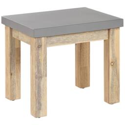 Wyld and Coco Outdoor Garden Stools Set 2 Grey Fibre Cement Seat Light Acacia - thumbnail 4