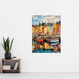 "Artery8 Harbour Boats Edinburgh Port Of Leith Scotland 1963 Vibrant Painting Extra Large XL Unframed Wall Art Poster Print - Size: W24"" x H32""" - thumbnail 4