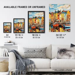 "Artery8 Harbour Boats Edinburgh Port Of Leith Scotland 1963 Vibrant Painting Extra Large XL Unframed Wall Art Poster Print - Size: W24"" x H32""" - thumbnail 3