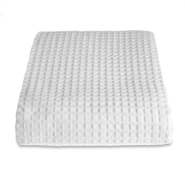 Allure Bath Fashions Luxury Hotel Waffle Throw Blanket Bedspread - 100% Cotton in White - Size: Small - image 1