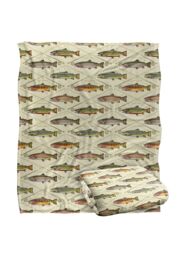 JQ Licensing Trout Crossed Fishing Rods Silky Touch Super Soft Throw Blanket 152 X 127 cm in White - thumbnail 2