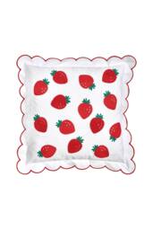 Catherine Lansfield 'Strawberry' Embroidered Cushion in Red - Size: 45 cm x 45 cm - thumbnail 3