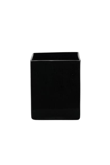 KDMD Black Gloss Cube Glass Vase 12cm - image 1